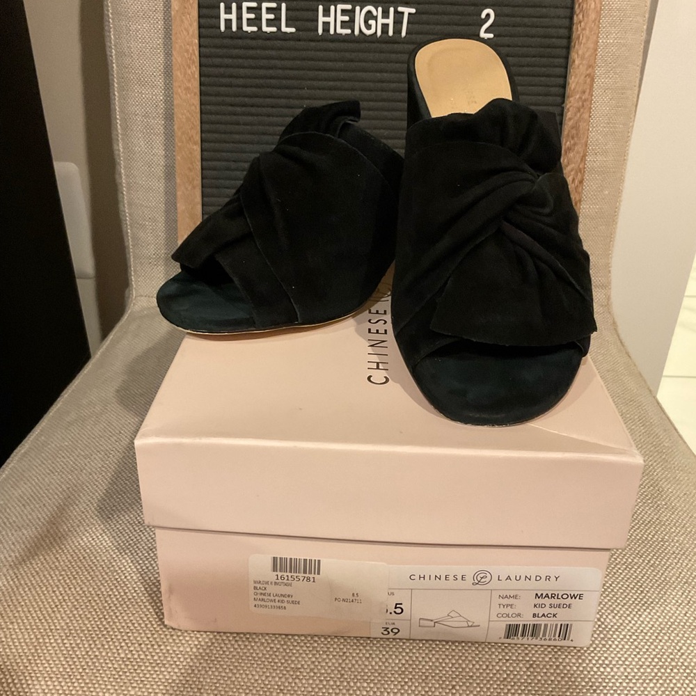 Suede black mules - only worn once